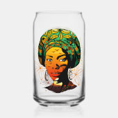 Afrikaans vrouwenportret met zonsondergang blikvorm glas (Achterkant)