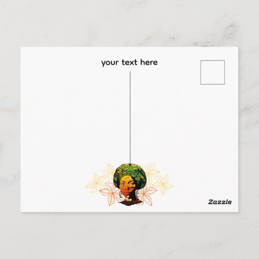 Afrikaans vrouwenportret met zonsondergang briefkaart (Achterkant)