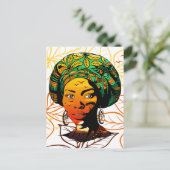 Afrikaans vrouwenportret met zonsondergang briefkaart (Staand voorkant)