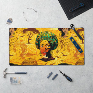 Afrikaans vrouwenportret met zonsondergang bureaumat