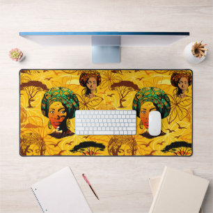 Afrikaans vrouwenportret met zonsondergang bureaumat