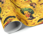 Afrikaans vrouwenportret met zonsondergang cadeaupapier (Rol Hoek)