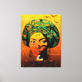 Afrikaans vrouwenportret met zonsondergang canvas afdruk (Voorkant)