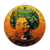 Afrikaans vrouwenportret met zonsondergang dartbord (Voorkant)