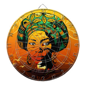 Afrikaans vrouwenportret met zonsondergang dartbord