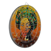 Afrikaans vrouwenportret met zonsondergang dartbord (Voorkant Links)