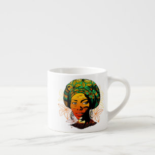 Afrikaans vrouwenportret met zonsondergang espresso kop