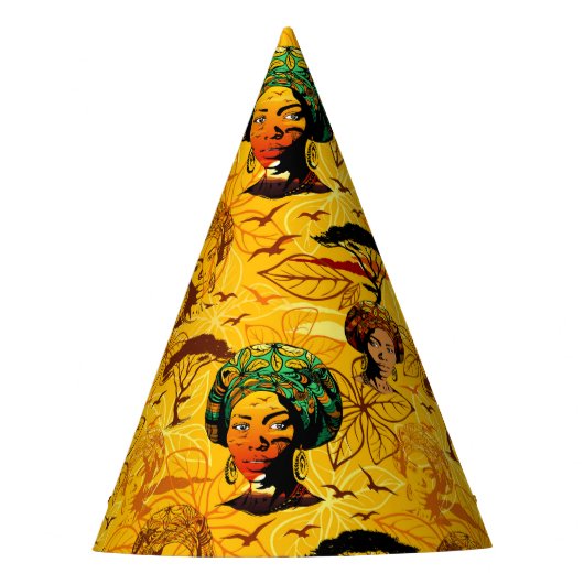 Afrikaans vrouwenportret met zonsondergang feesthoedjes (Voorkant)