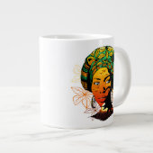 Afrikaans vrouwenportret met zonsondergang grote koffiekop (Voorkant rechts)