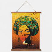 Afrikaans vrouwenportret met zonsondergang hangend wandkleed (Voorkant)