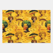 Afrikaans vrouwenportret met zonsondergang inpakpapier vel (Voorkant 3)