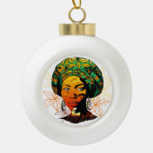 Afrikaans vrouwenportret met zonsondergang keramische bal ornament (Voorkant)