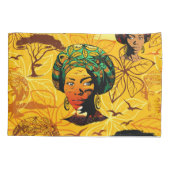 Afrikaans vrouwenportret met zonsondergang kussensloop (Achterkant)