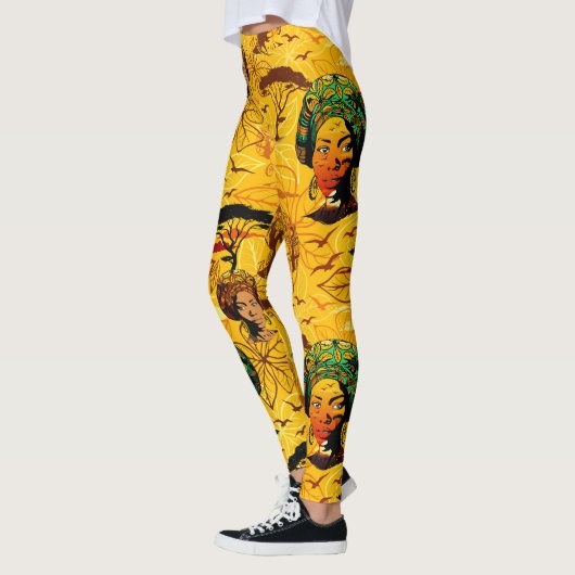 Afrikaans vrouwenportret met zonsondergang leggings (Links)