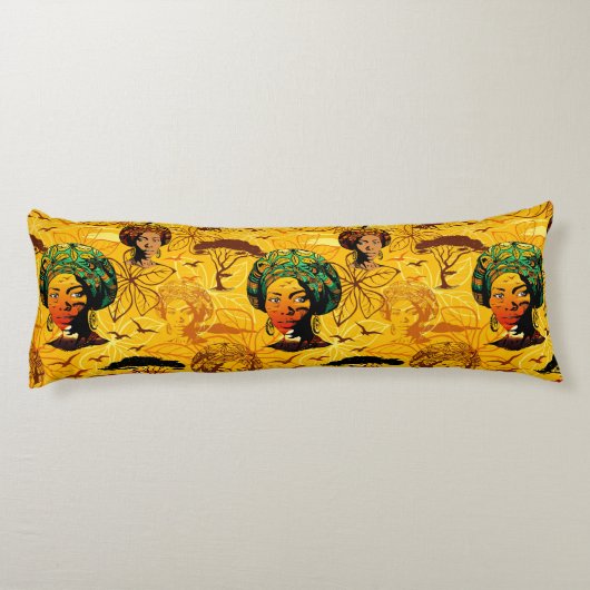 Afrikaans vrouwenportret met zonsondergang lichaamskussen (Achterkant)