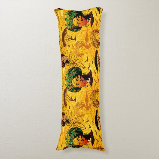 Afrikaans vrouwenportret met zonsondergang lichaamskussen (Voorkant Verticaal)