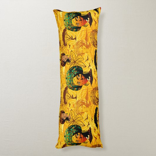 Afrikaans vrouwenportret met zonsondergang lichaamskussen (Achterkant (Verticaal))