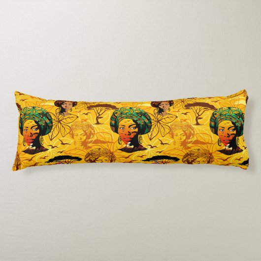 Afrikaans vrouwenportret met zonsondergang lichaamskussen (Voorkant)