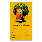 Afrikaans vrouwenportret met zonsondergang magnetisch visitekaartje (Voorkant Verticaal)