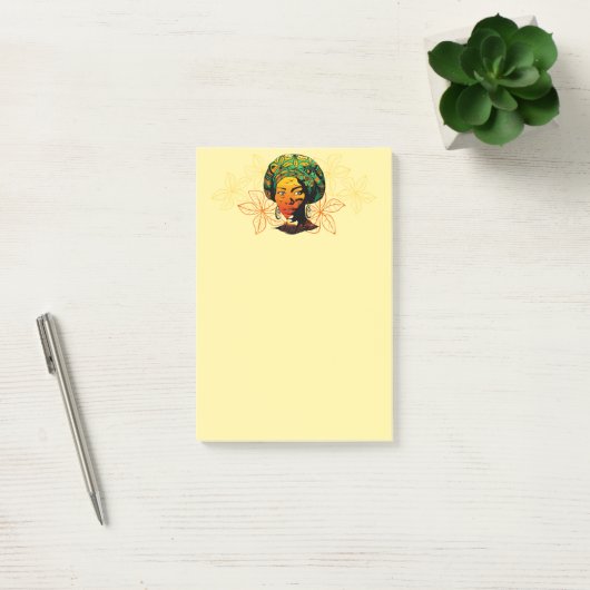 Afrikaans vrouwenportret met zonsondergang post-it® notes (Kantoor)