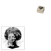 Afrikaans vrouwenportret met zonsondergang rubberstempel (Gestempeld)