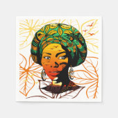 Afrikaans vrouwenportret met zonsondergang servet (Voorkant)