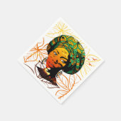 Afrikaans vrouwenportret met zonsondergang servet (Hoek)