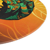 Afrikaans vrouwenportret met zonsondergang snijplank (Hoek)