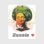 Afrikaans vrouwenportret met zonsondergang sticker (Vel)