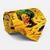 Afrikaans vrouwenportret met zonsondergang stropdas (Opgerold)