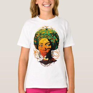 Afrikaans vrouwenportret met zonsondergang t-shirt