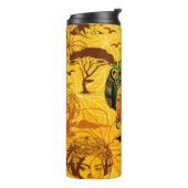 Afrikaans vrouwenportret met zonsondergang thermosbeker (Gedraaid links)