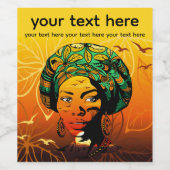 Afrikaans vrouwenportret met zonsondergang wijn etiket (Enkel label)