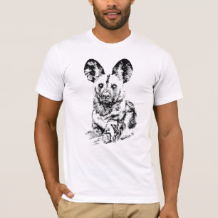 Afrikaans Wild Dog Afbeelding in Graphic Black & W T-shirt