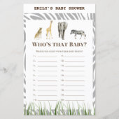 Afrikaans Wilde Baby shower Game PRINED (Voorkant)
