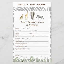 Afrikaans Wilde Baby shower Game PRINED