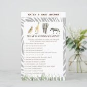 Afrikaans Wilde Baby shower Game PRINED (Staand voorkant)