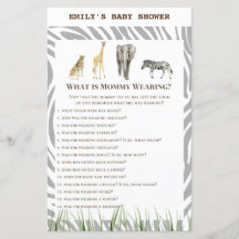 Afrikaans Wilde Baby shower Game PRINED