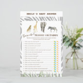Afrikaans Wilde Baby shower Game PRINED (Staand voorkant)