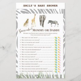Afrikaans Wilde Baby shower Game PRINED