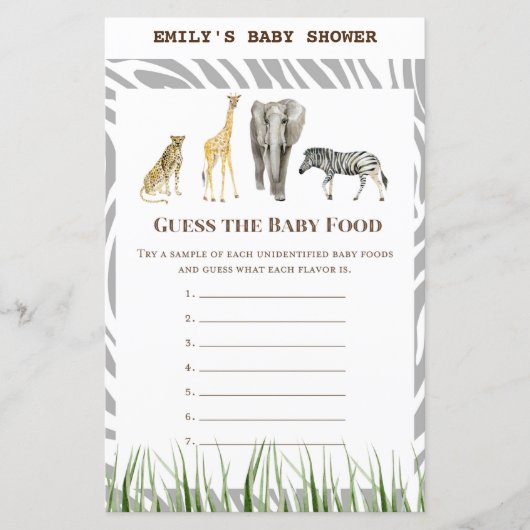 Afrikaans Wilde Baby shower Game PRINED (Voorkant)