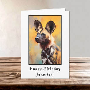Afrikaans Wilde Hond Portret Gelukkige Verjaardag  Kaart