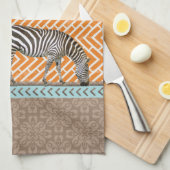 Afrikaans Zebra Oranje Chevron Tea Kitchen Towel Theedoek (Quarter Fold)