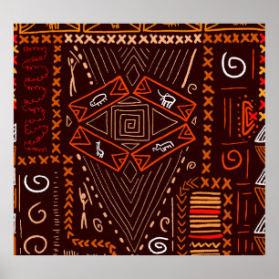 Afrikaanse Aboriginal Art Naadloze Patroon Poster