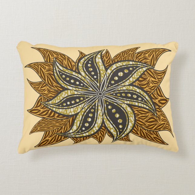 Afrikaanse Abstracte Bloemen Batik Stijl Accent Kussen (Voorkant)