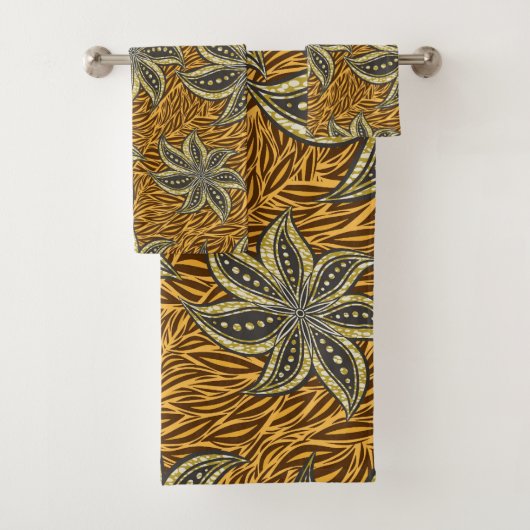 Afrikaanse Abstracte Bloemen Batik Stijl Bad Handdoek (Insitu)