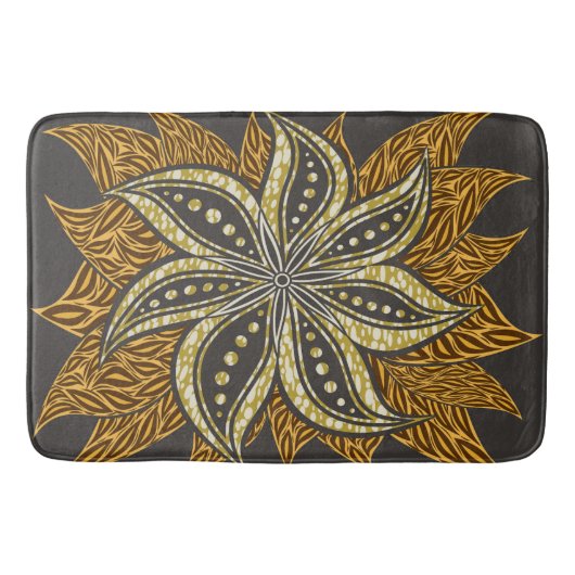 Afrikaanse Abstracte Bloemen Batik Stijl Badmat (Voorkant)