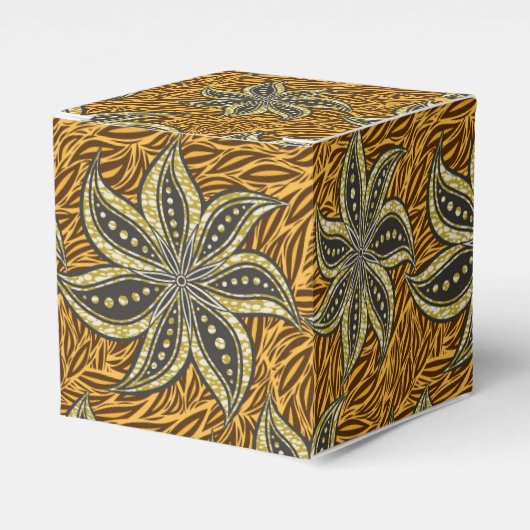 Afrikaanse Abstracte Bloemen Batik Stijl Bedankdoosjes (Voorkant Zijde)