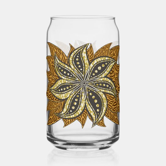 Afrikaanse Abstracte Bloemen Batik Stijl Blikvorm Glas (Achterkant)