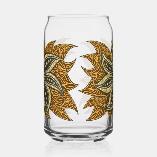 Afrikaanse Abstracte Bloemen Batik Stijl Blikvorm Glas (Rechts)